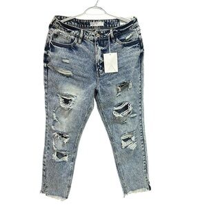 NEW|Kan-Can| Ripped|Ankle Jeans| 80’s Blue|9/28|NEW with Tags|